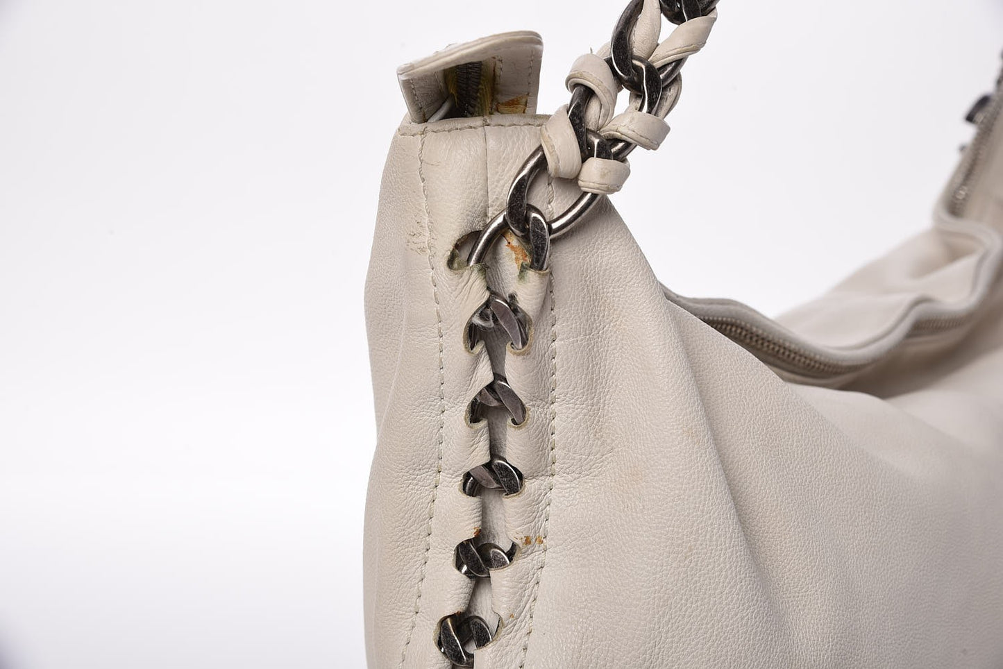 Calfskin Modern Chain Hobo White