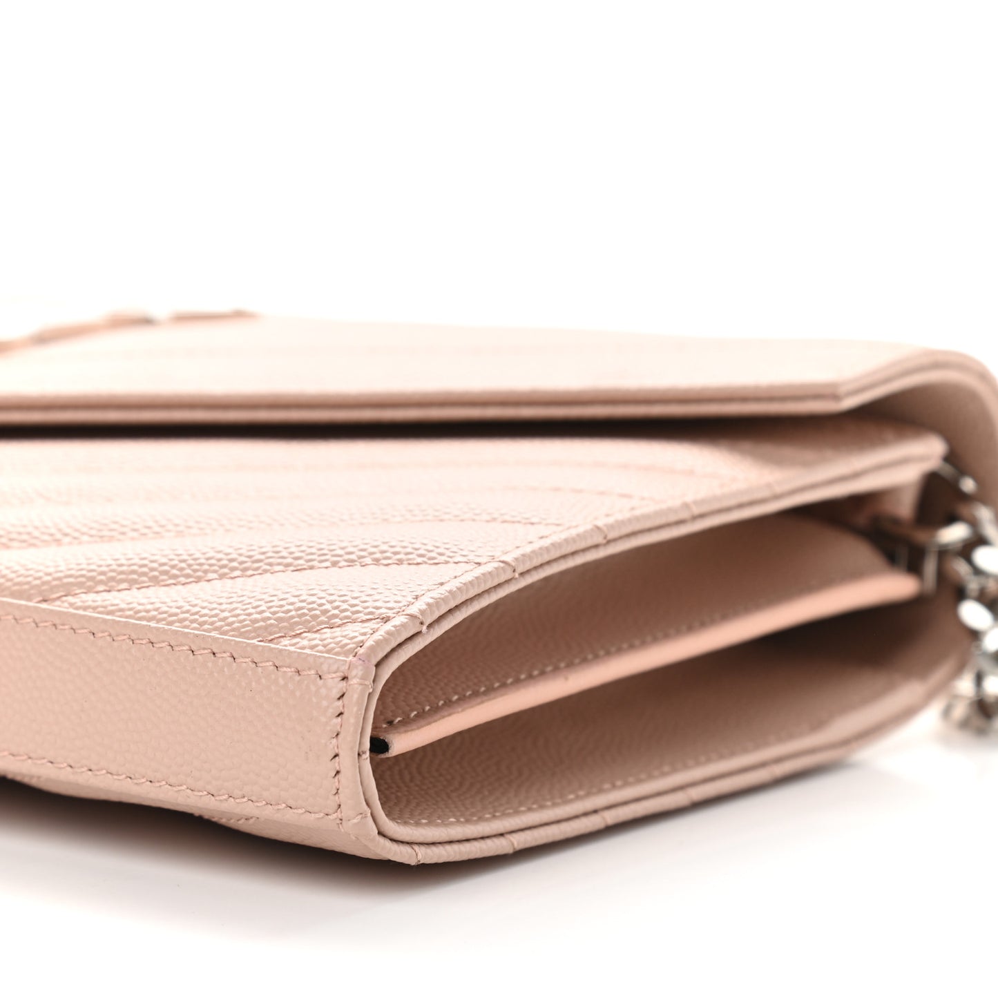 Grain De Poudre Matelasse Chevron Monogram Chain Wallet Pale Pink
