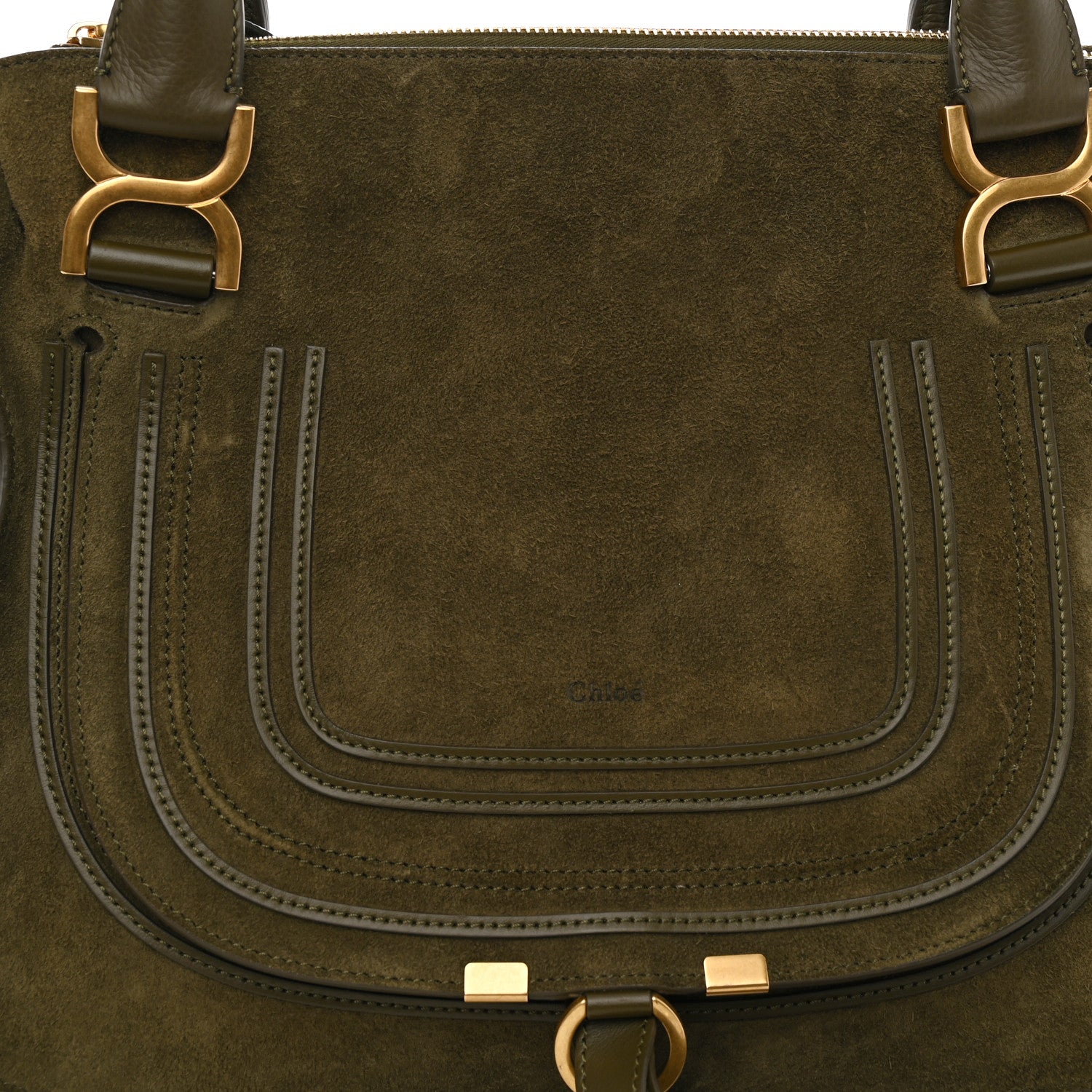 Chloe Suede Calfskin Medium Marcie Satchel Deep Olive 9 of 11