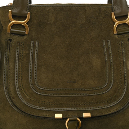 Chloe Suede Calfskin Medium Marcie Satchel Deep Olive 9 of 11
