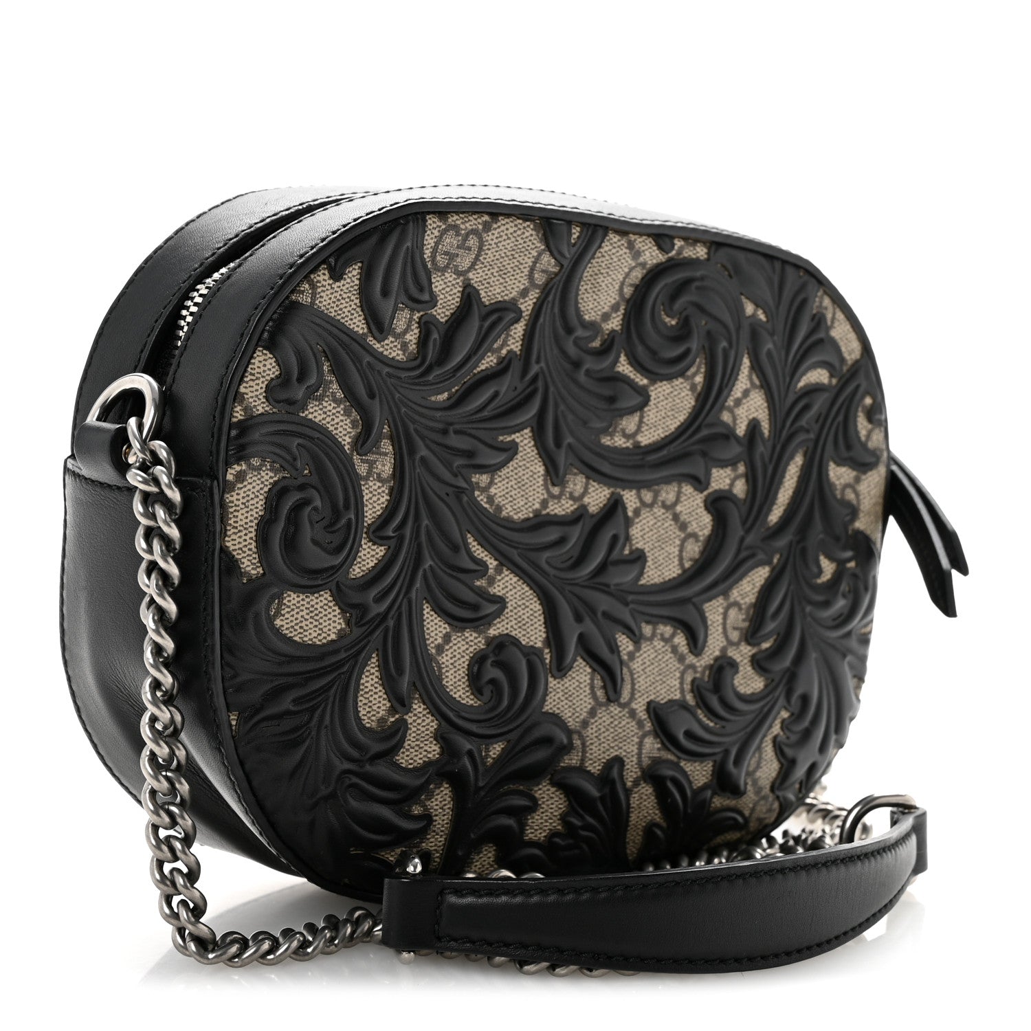 Gucci GG Supreme Monogram Arabesque Mini Chain Shoulder Bag Beige Black 3 of 11