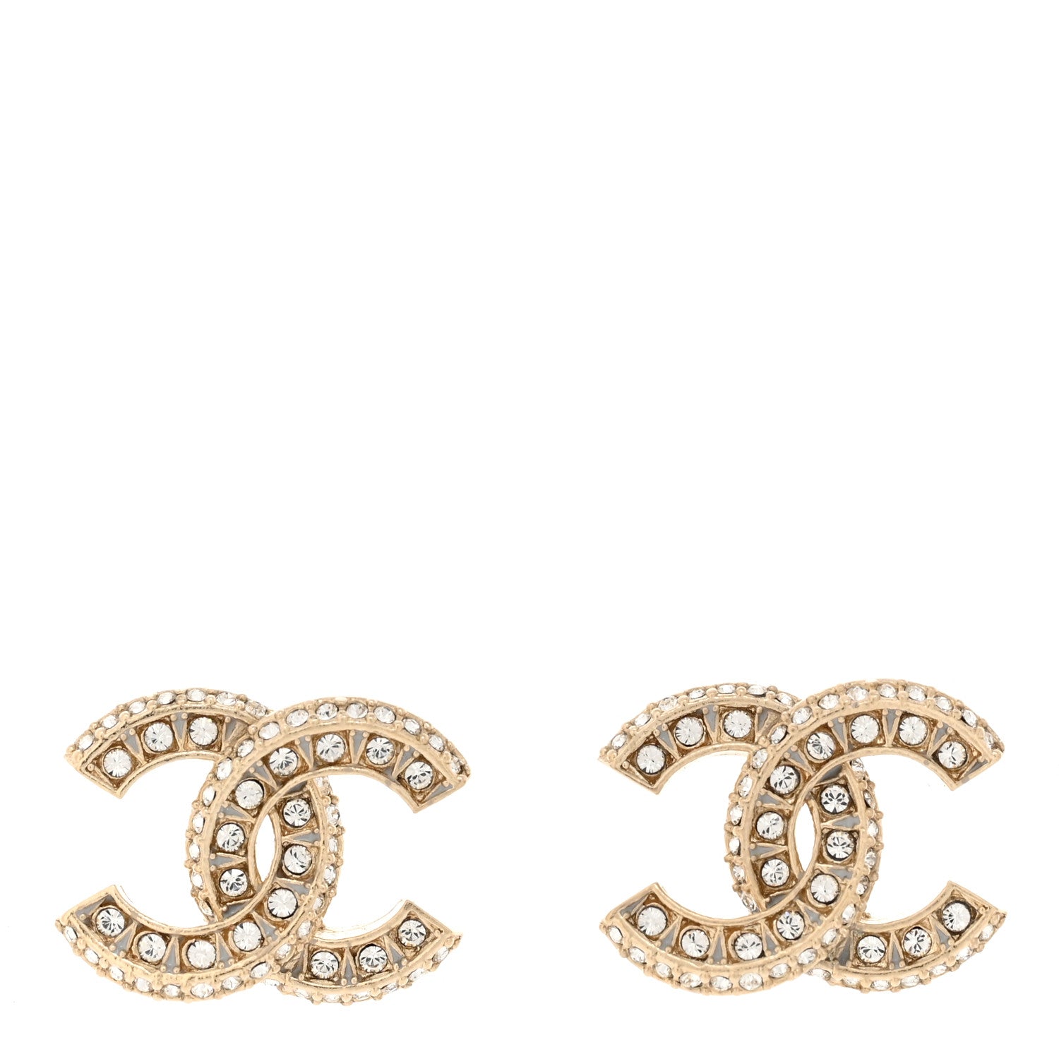 Chanel Crystal Timeless CC Earrings Light Gold 1 of 5