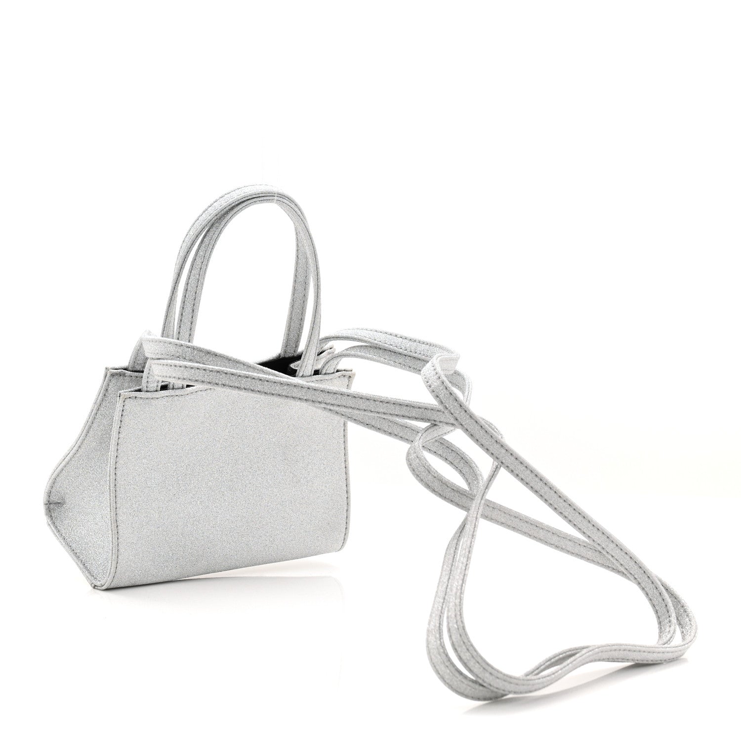 Telfar Glitter Microfiber Small Shopping Bag Silver 3 of 10