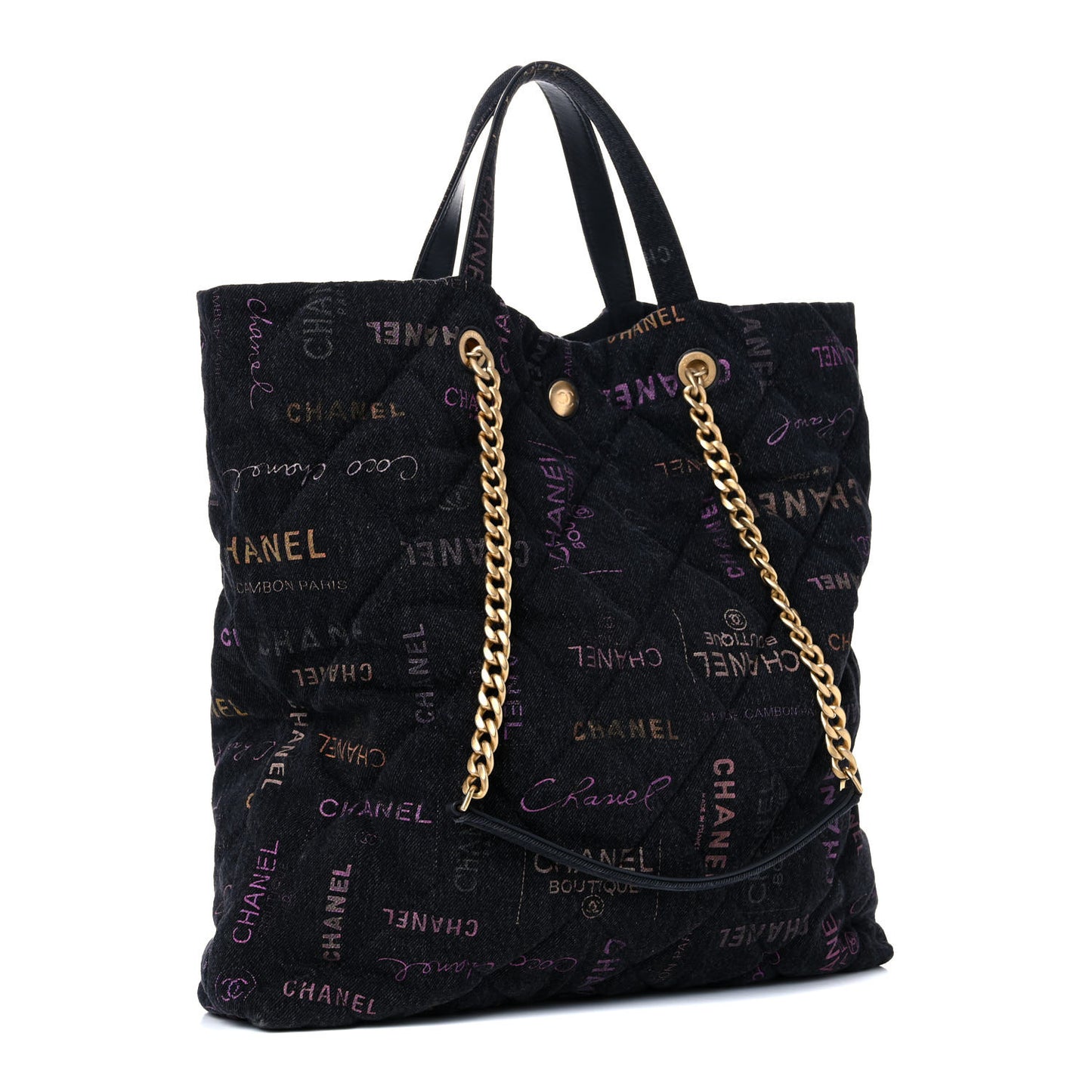 Denim Quilted Denim Mood Maxi Shopping Bag Black Multicolor