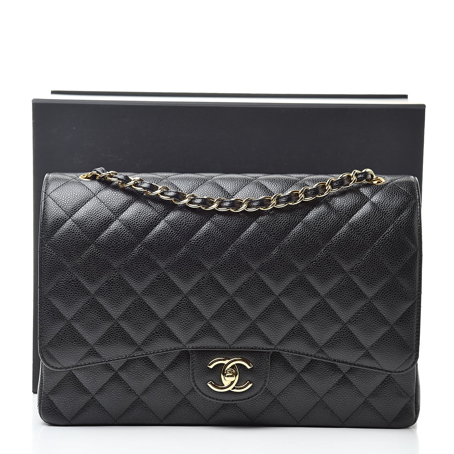 Caviar Quilted Maxi Double Flap Black