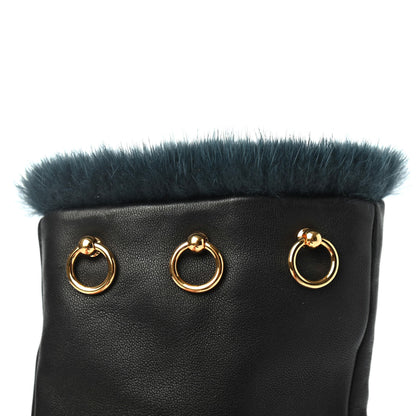Hermes Lambskin Mink Gloves 8 Black 4 of 4