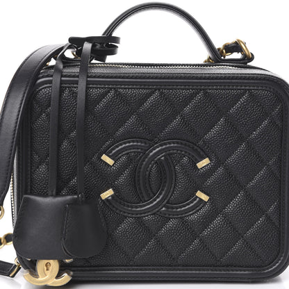 Chanel Caviar Quilted Medium CC Filigree Vanity Case Black 7 of 10