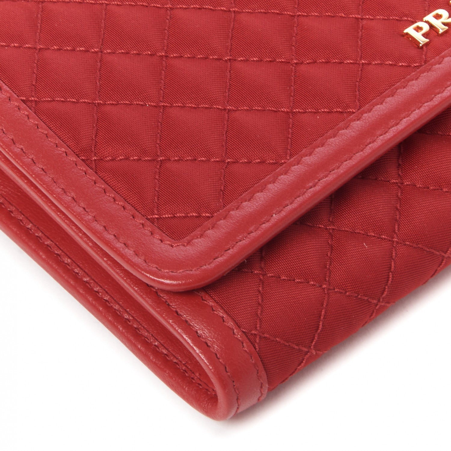 Prada Tessuto Quilted Mini Crossbody Wallet Fuoco 6 of 9