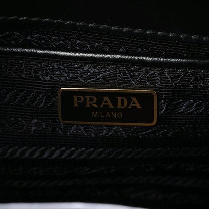 Prada Saffiano Soft Calfskin Metal Triangle Logo Envelope Chain Shoulder Bag Black 6 of 10