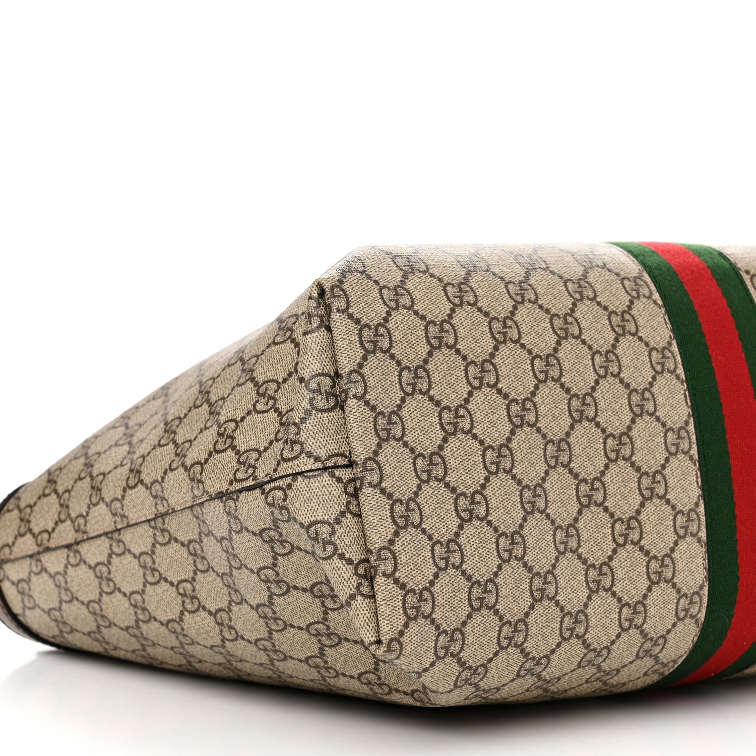 Gucci GG Supreme Monogram Textured Calfskin Web Medium Ophidia Shopping Tote Beige Ebony New Acero 9 of 10