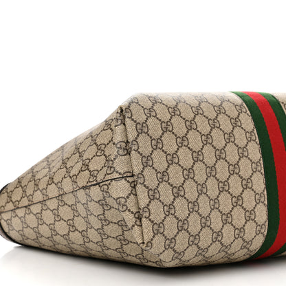 Gucci GG Supreme Monogram Textured Calfskin Web Medium Ophidia Shopping Tote Beige Ebony New Acero 9 of 10