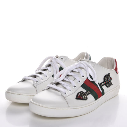 Gucci Calfskin Web Studded Arrow Ace Sneakers 39 White 3 of 13