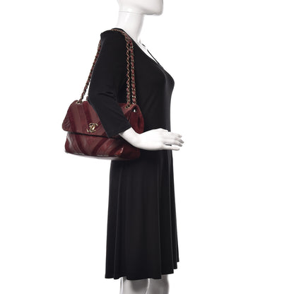 Chanel Suede Lambskin Glazed Calfskin Large Lady Vintage Chevron Flap Burgundy 2 of 14