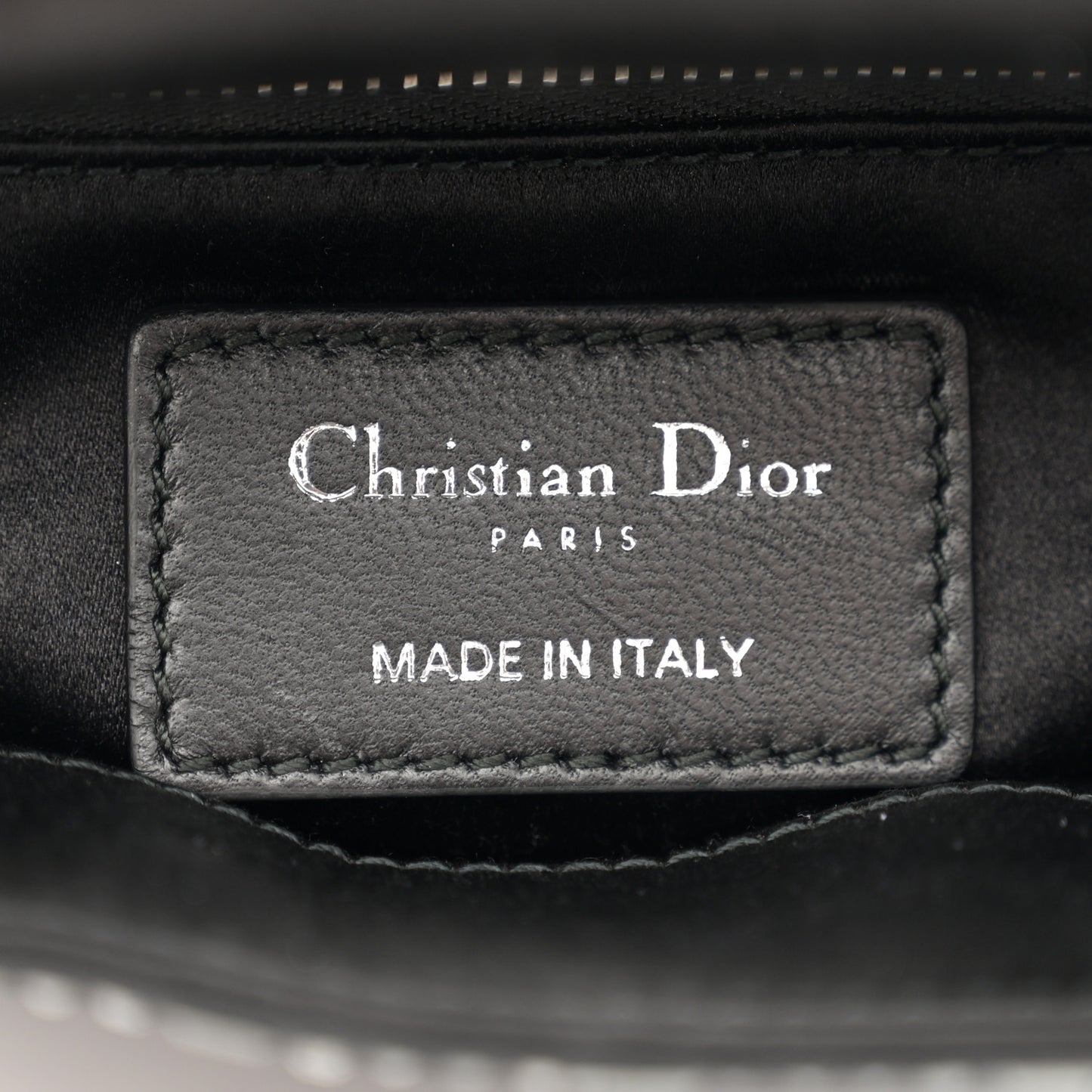 Satin Crystal Cannage Mini Lady Dior Black