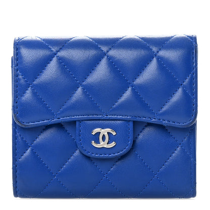 Chanel Lambskin Quilted Compact Flap Wallet Royal Blue 1 of 13