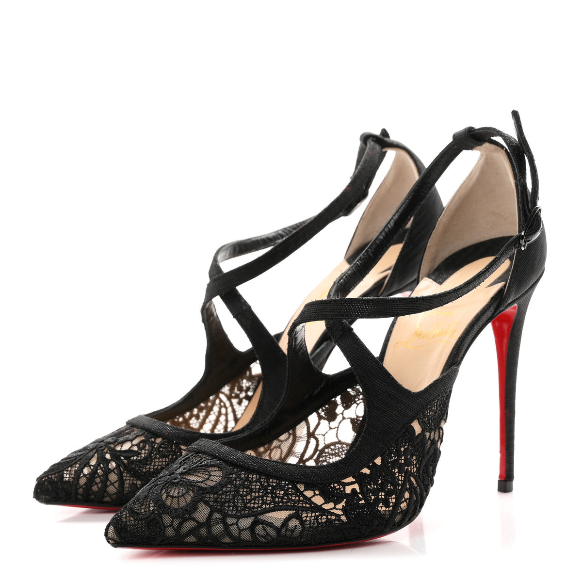 Christian Louboutin Lace Twistissima 100 Pumps 36.5 Black 4 of 9