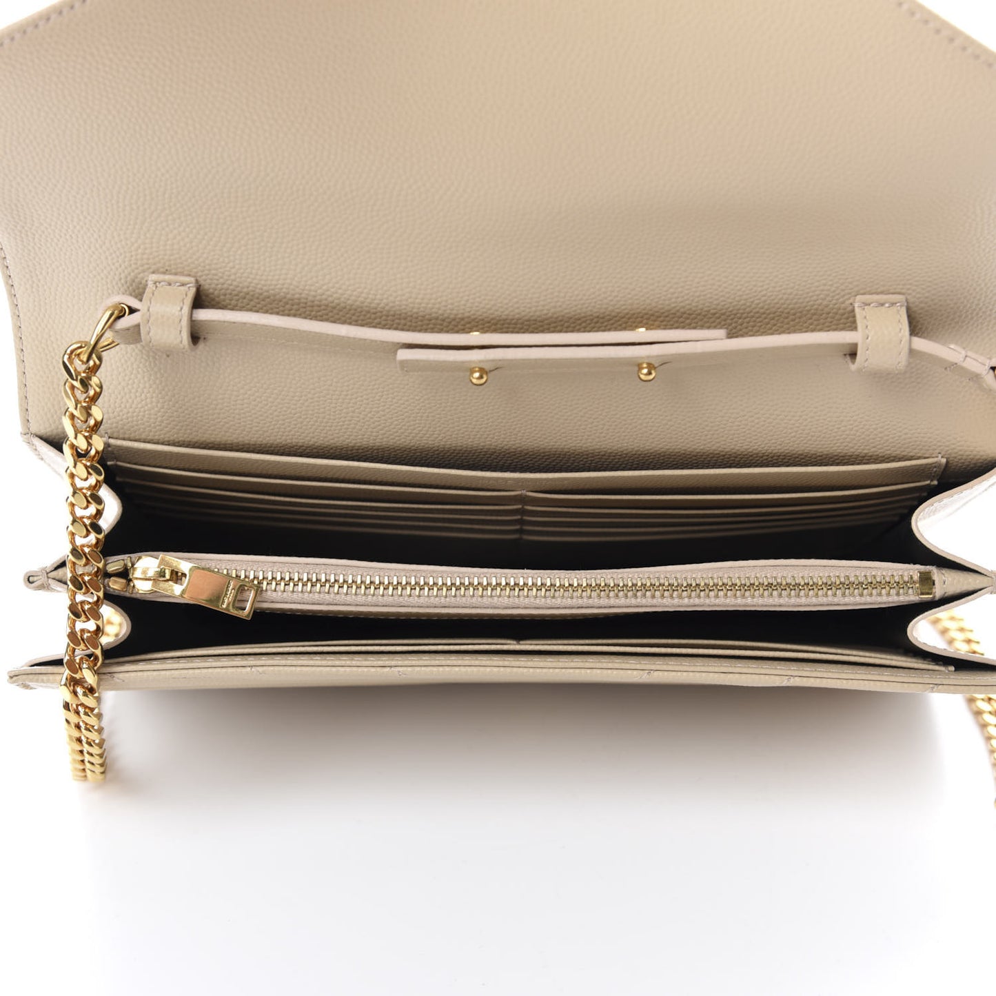 Grain De Poudre Matelasse Chevron Monogram Chain Wallet Nude Powder
