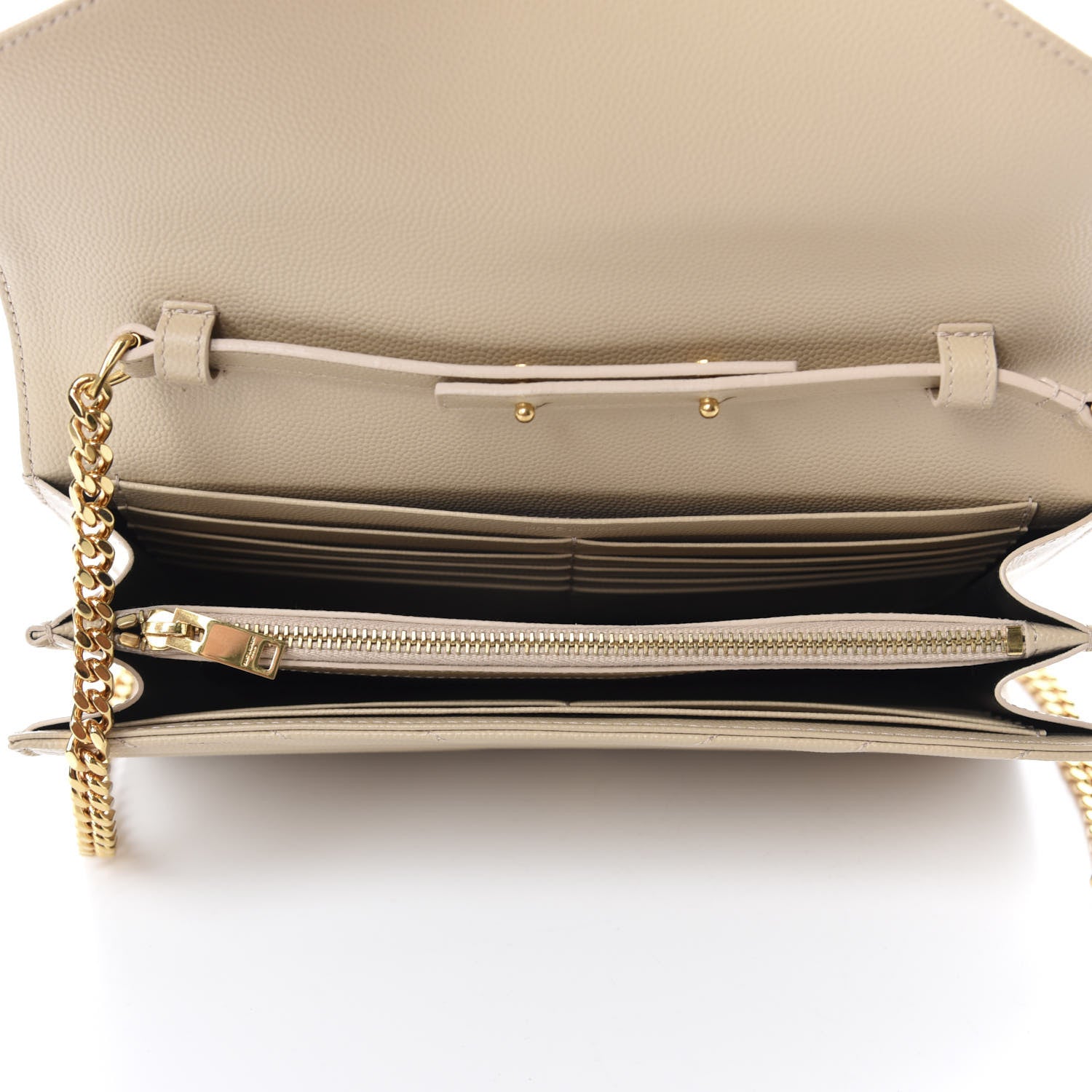 Saint Laurent Grain De Poudre Matelasse Chevron Monogram Chain Wallet Nude Powder 5 of 13