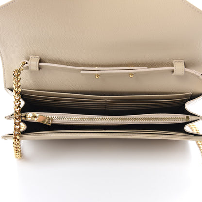 Saint Laurent Grain De Poudre Matelasse Chevron Monogram Chain Wallet Nude Powder 5 of 13