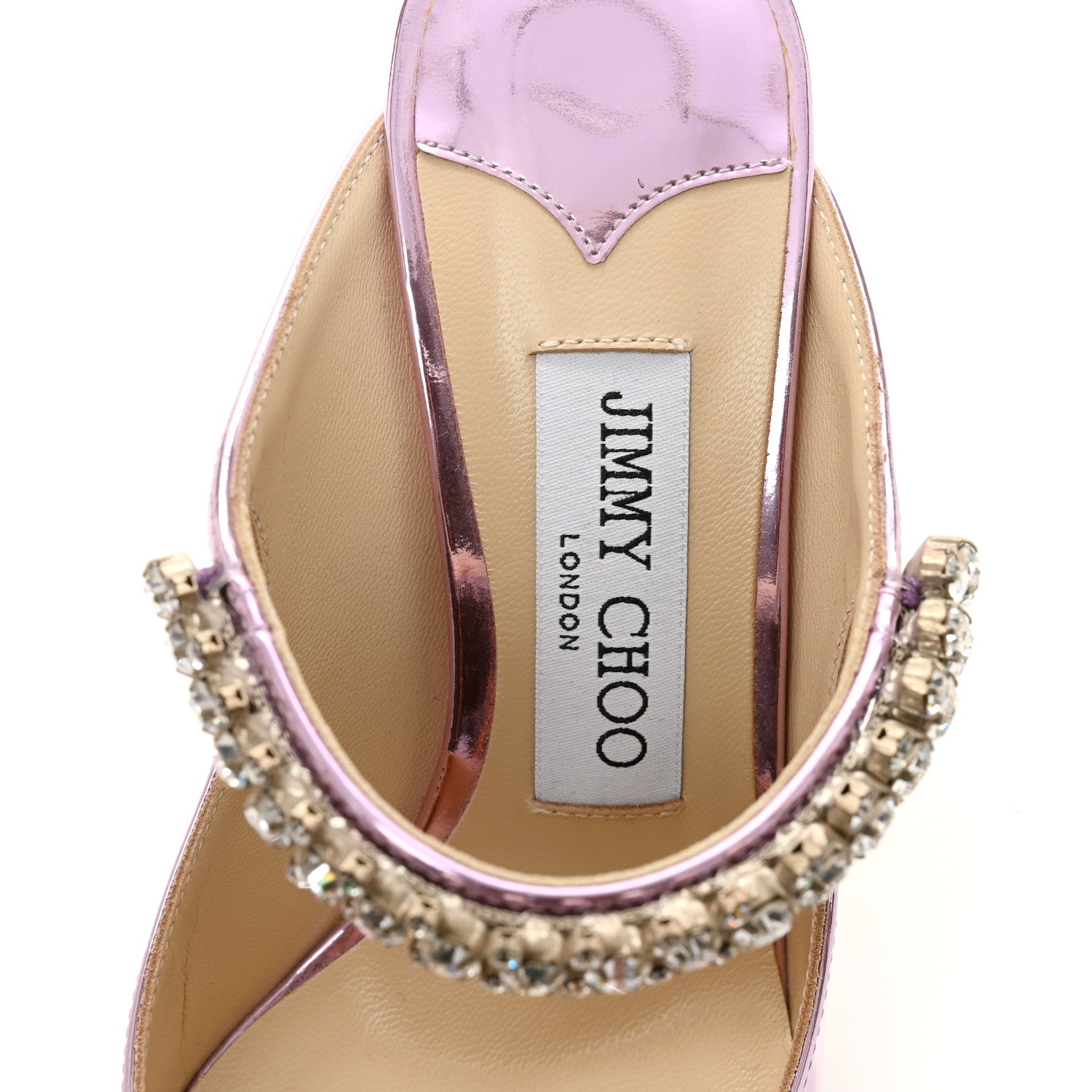 Jimmy Choo Metallic Patent Crystal Bing 100 Pumps 36 Mauve 6 of 7