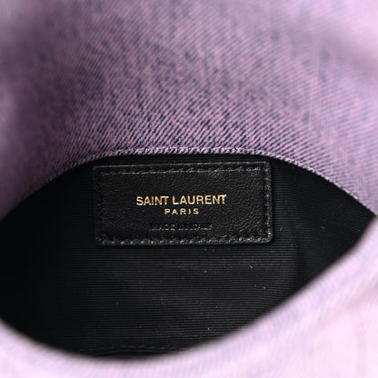 Saint Laurent Denim Quilted Loulou Puffer Monogram Pouch Clutch Bleached Lilac 7 of 8