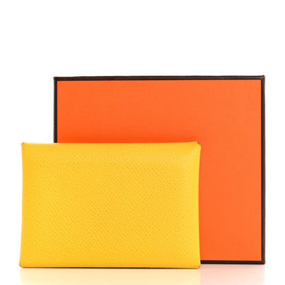 Hermes Epsom Calvi Duo Card Case Jaune De Naples 10 of 10