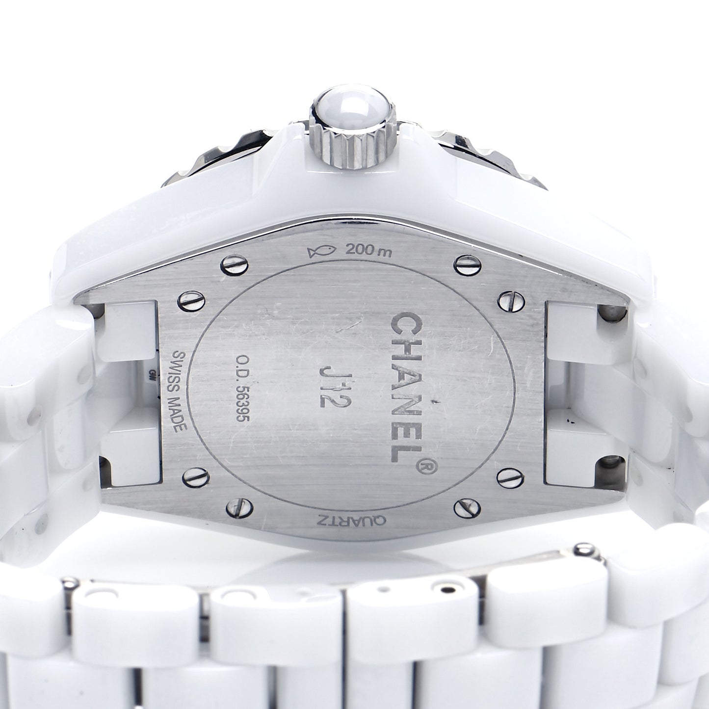 Stainless Steel Ceramic Diamond Pink Sapphire 33mm J12 Quartz Watch White