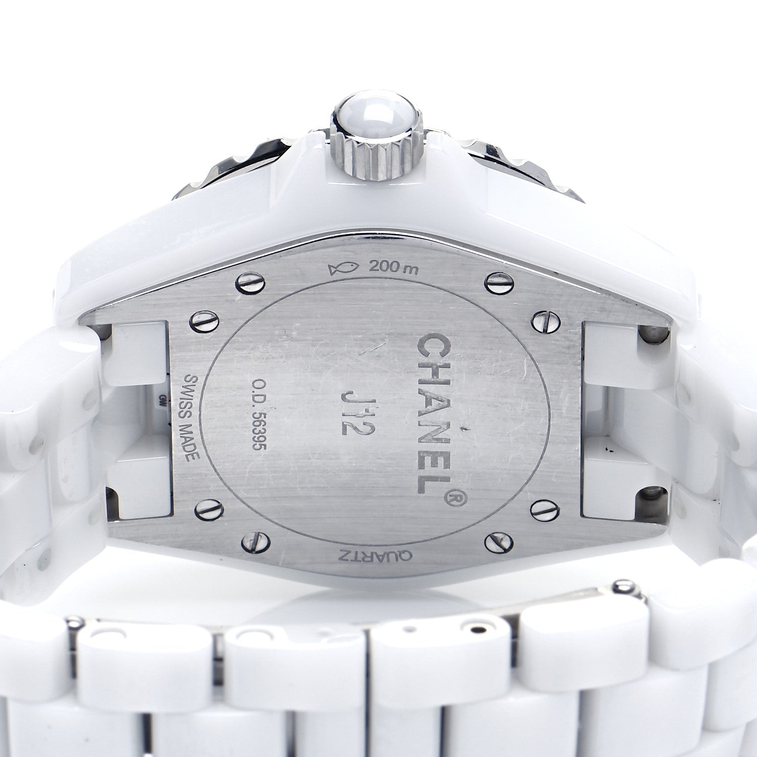 Chanel Stainless Steel Ceramic Diamond Pink Sapphire 33mm J12 Quartz Watch White 4 of 5