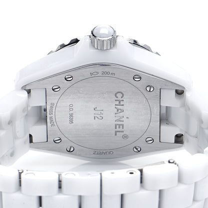 Chanel Stainless Steel Ceramic Diamond Pink Sapphire 33mm J12 Quartz Watch White 4 of 5