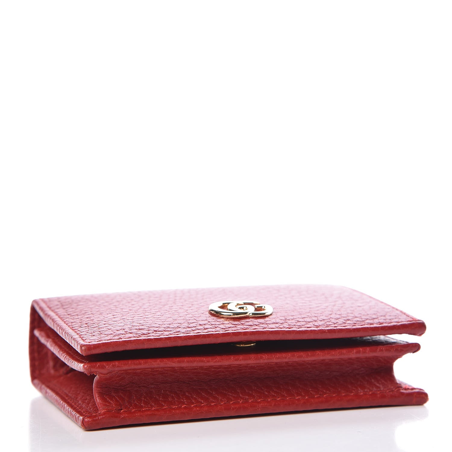 Gucci Pebbled Calfskin GG Marmont Card Case Hibiscus Red 4 of 8