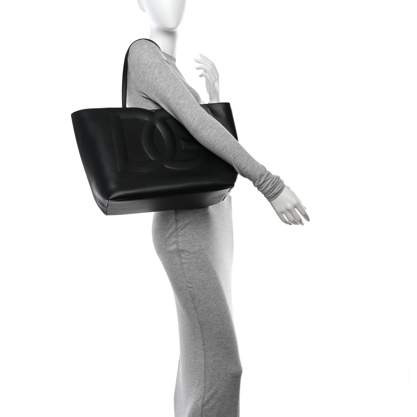 Calfskin DG Logo Shopper Tote Black