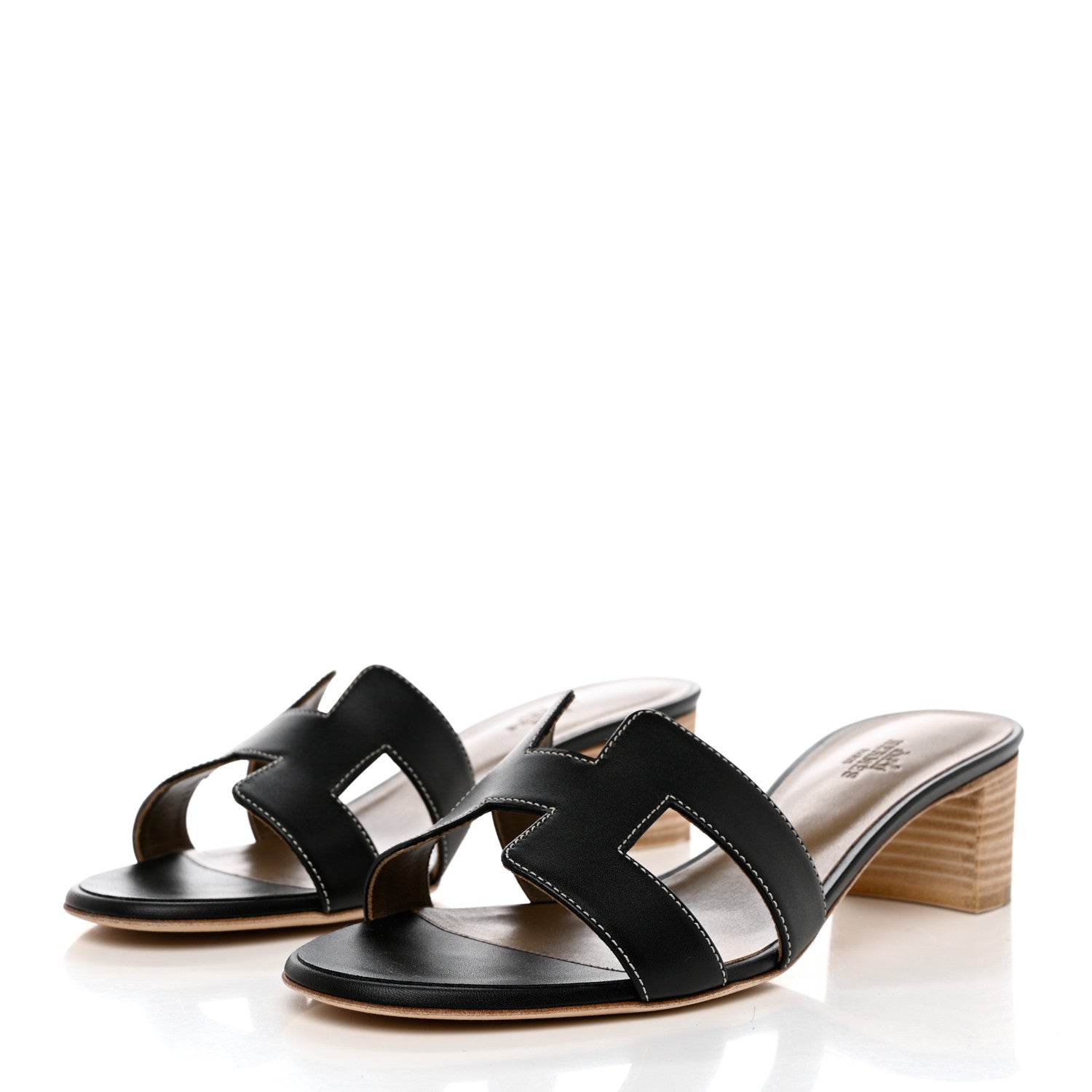 Hermes Calfskin Oasis Sandals 39.5 Black 3 of 9