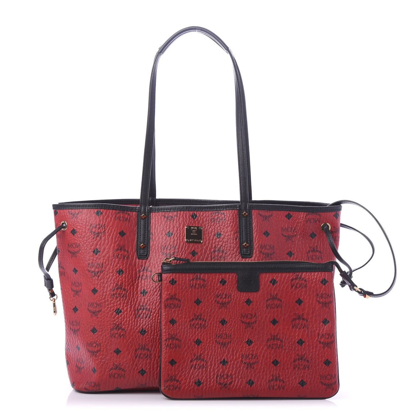 Visetos Medium Project Reversible Shopper Tote Ruby Red Black