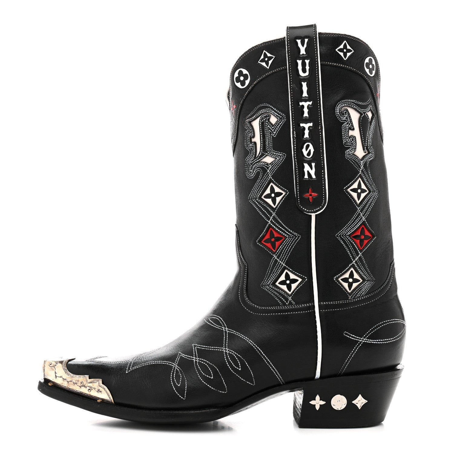 Louis Vuitton Calfskin LV Texan Mens Rider Boots 10.5 Black Silver 1 of 10