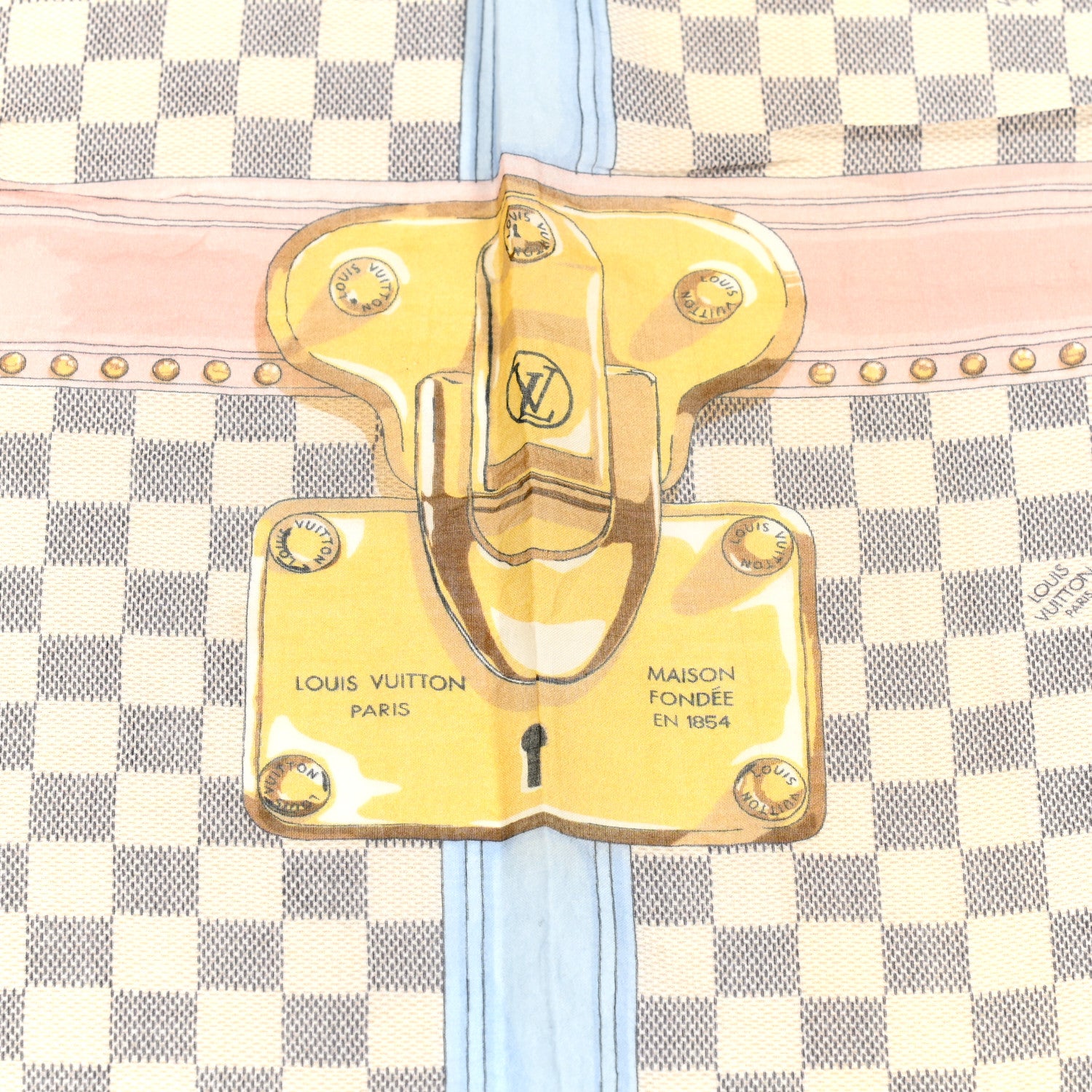 Louis Vuitton Cotton Damier Azur Summer Trunk Bandana Scarf 4 of 5