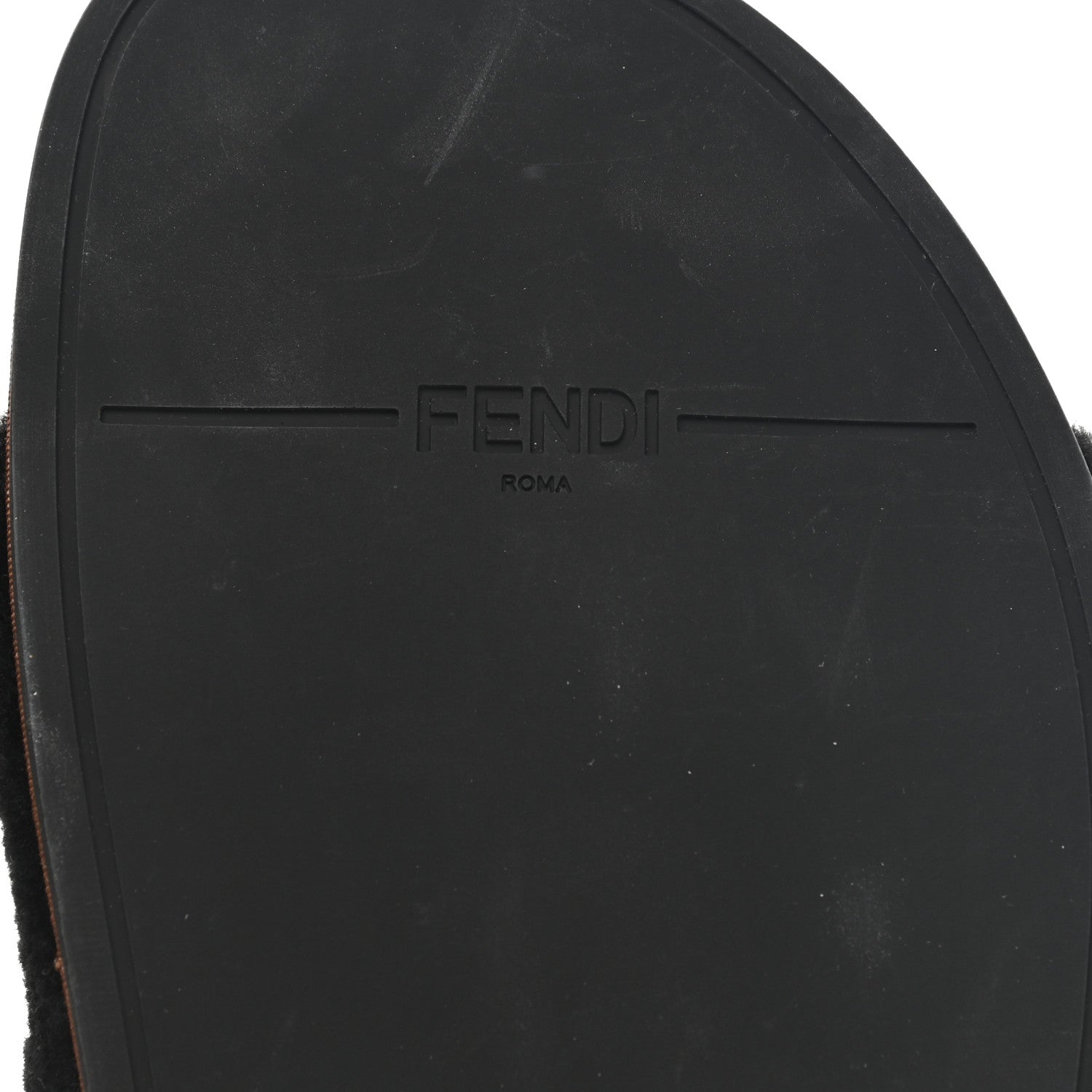 Fendi Shearling Logo Slide Sandals 38 Black Latte Brownie 7 of 9