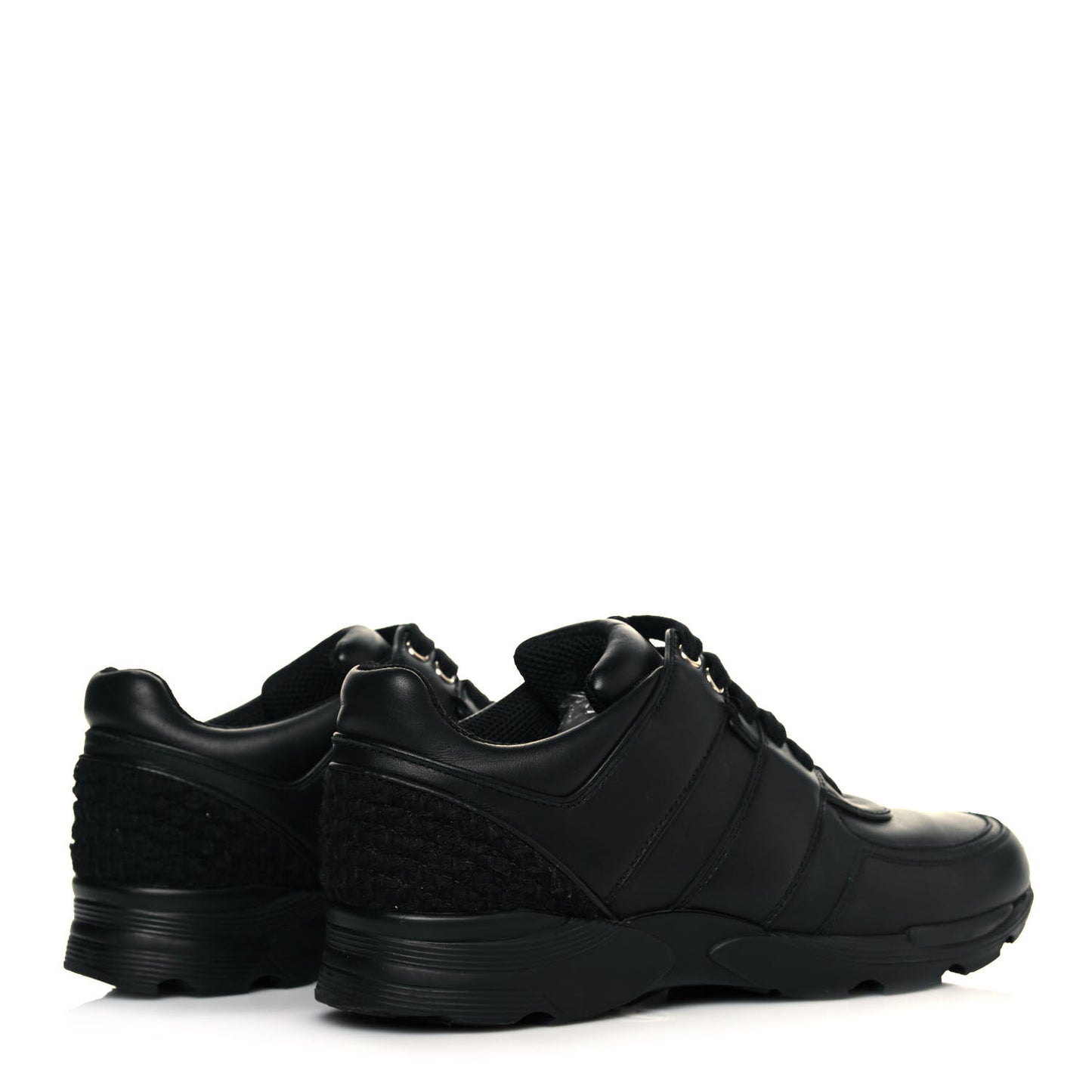 Calfskin Tweed Womens Sneakers 37 Black