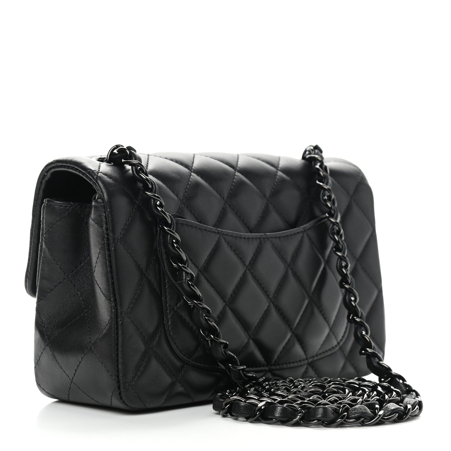 Chanel Lambskin Quilted Mini Rectangular Flap So Black 3 of 9