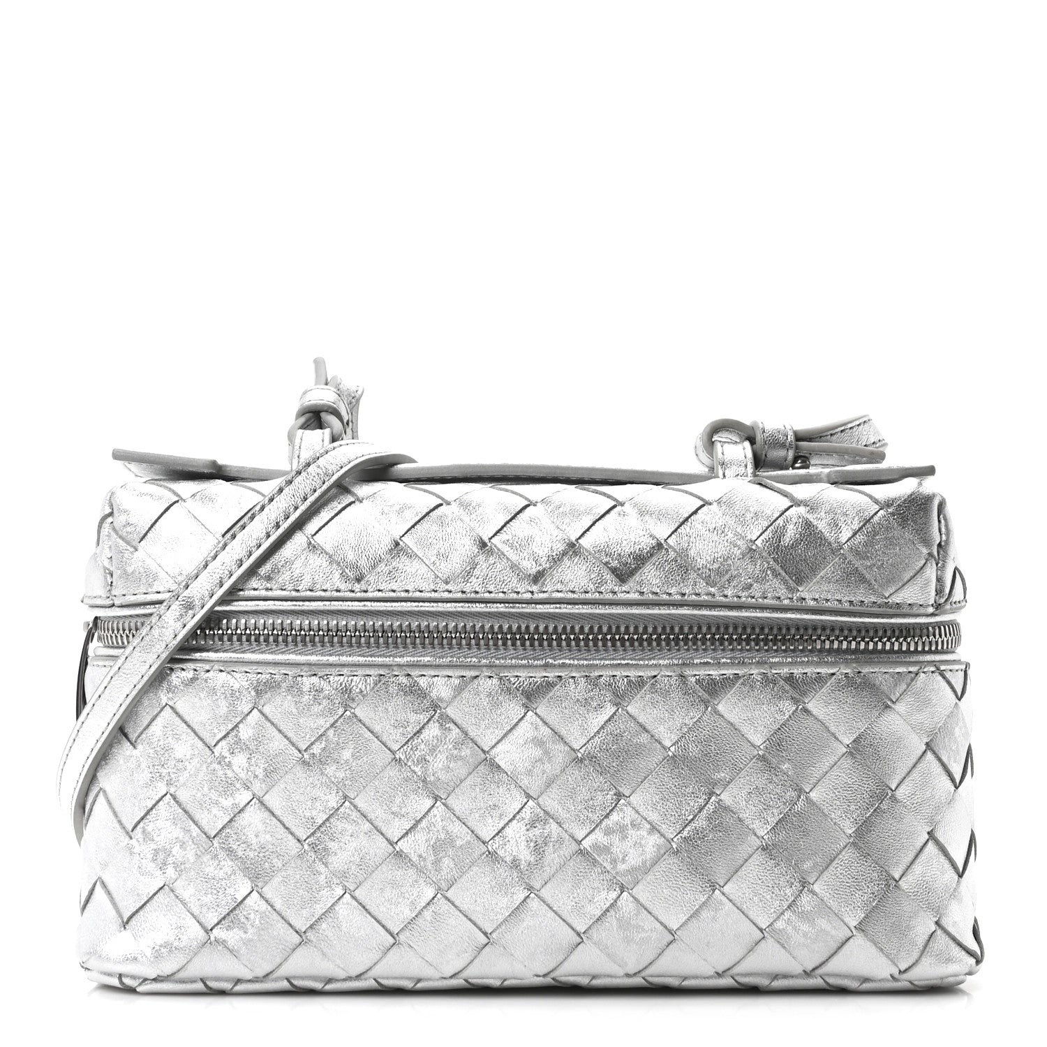 Bottega Veneta Laminated Nappa Intrecciato Bang Bang Vanity Case Silver 1 of 10