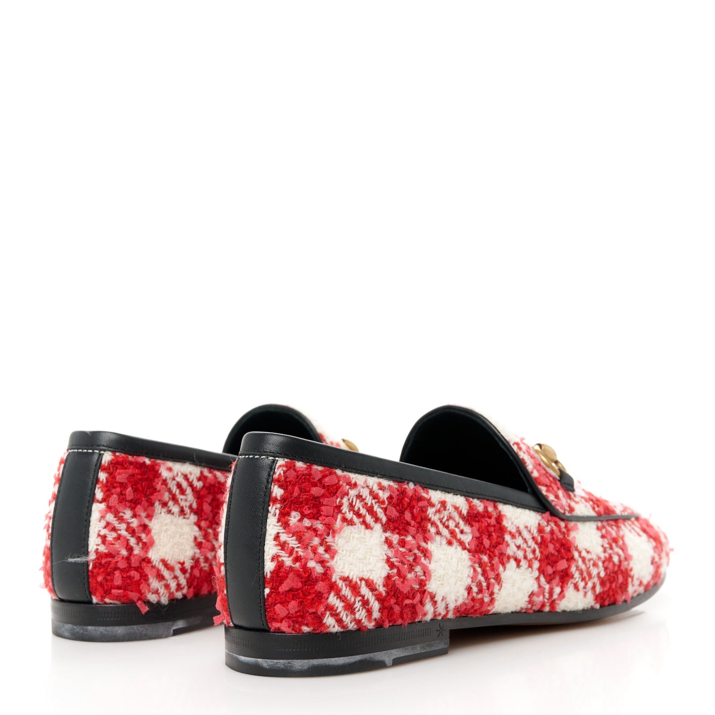 Vintage Tweed Check Horsebit Womens Jordaan Loafers 36 White Red