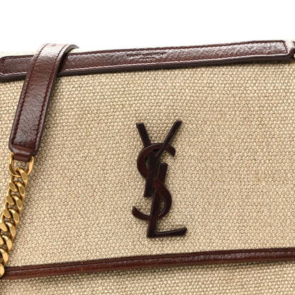 Saint Laurent Cotton Canvas Vintage Calfskin Monogram Medium Niki Chain Satchel Natural Chocolate 8 of 11
