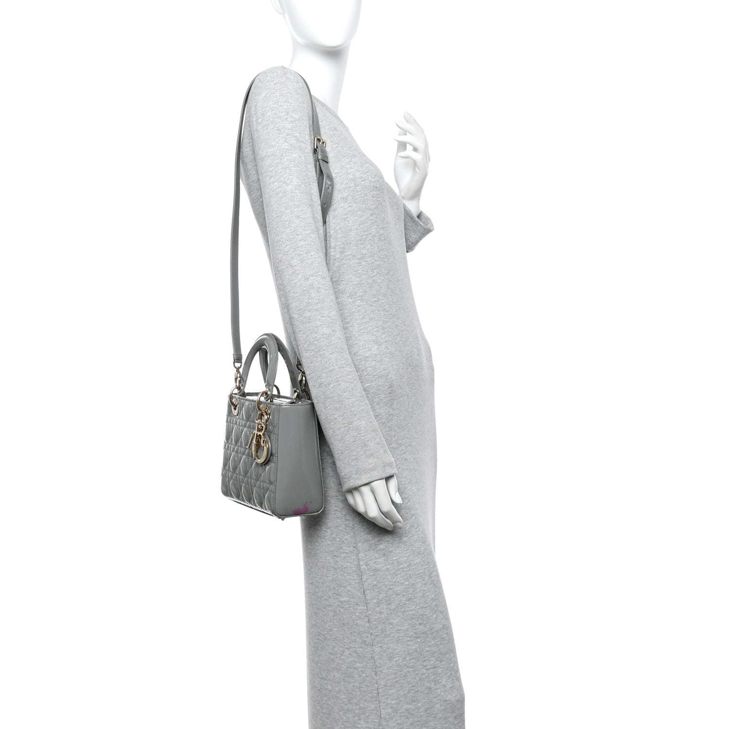 Christian Dior Patent Cannage Small Lady Dior Grey 1796104