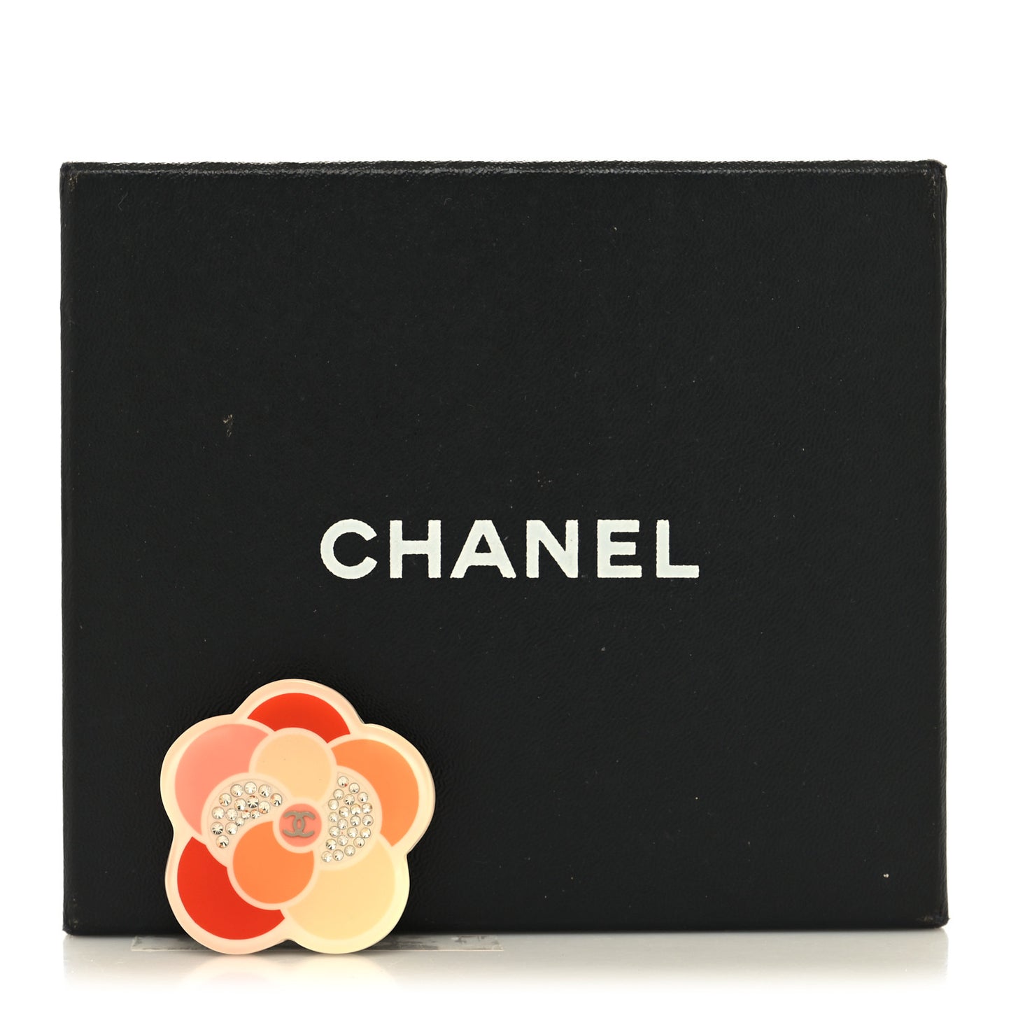Enamel Crystal CC Camellia Brooch Pin Multicolor