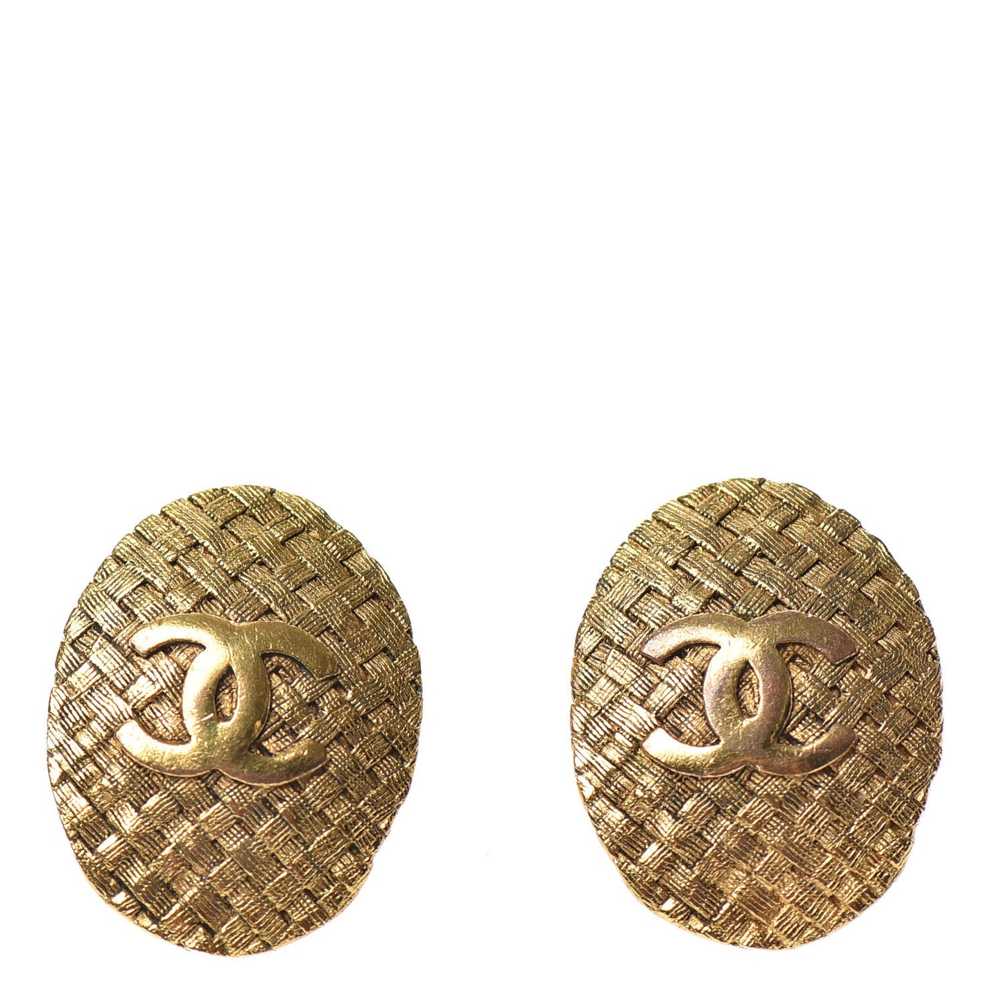 Oval CC Clip On Earrings Gold