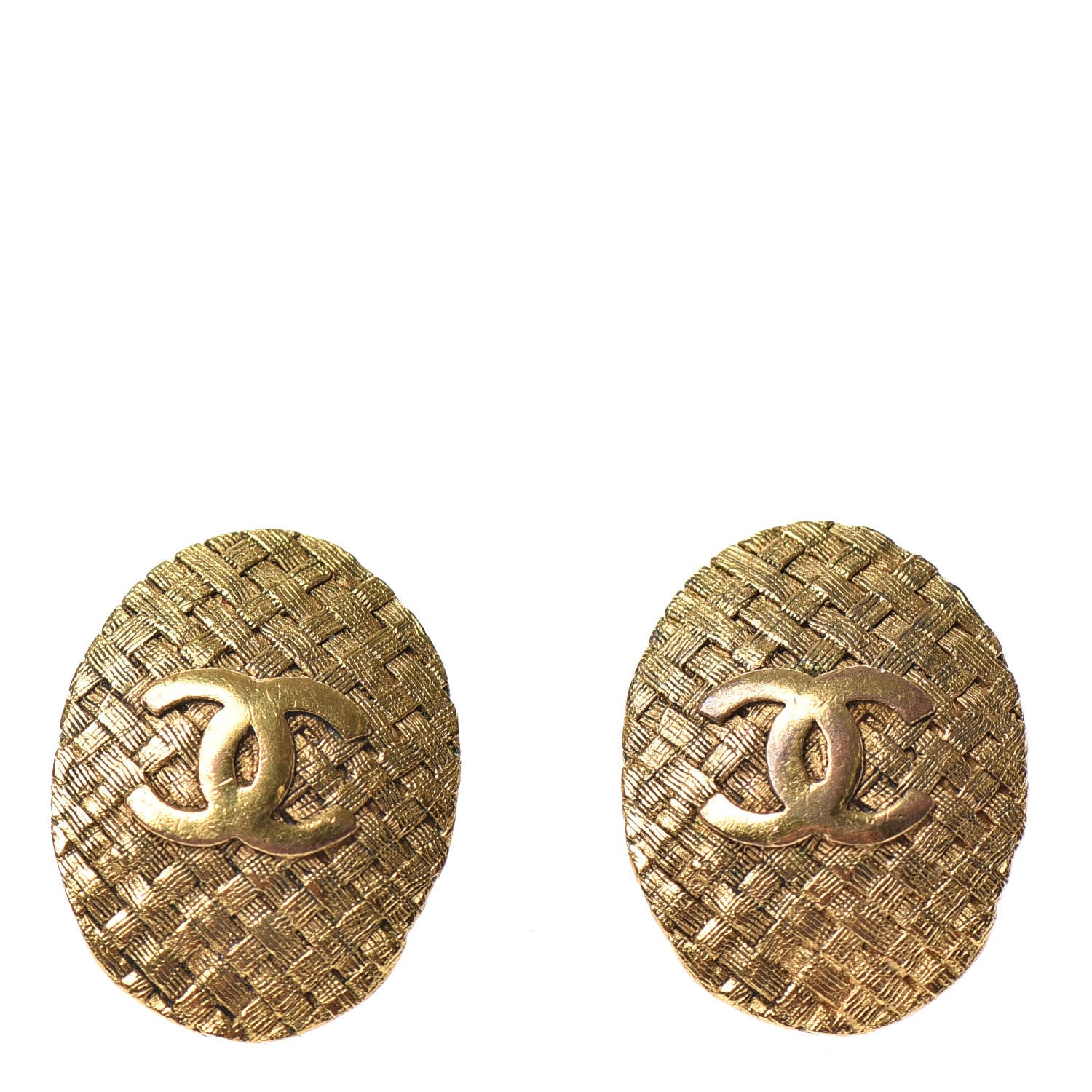 Chanel Oval CC Clip On Earrings Gold 1 of 4
