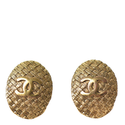 Chanel Oval CC Clip On Earrings Gold 1 of 4