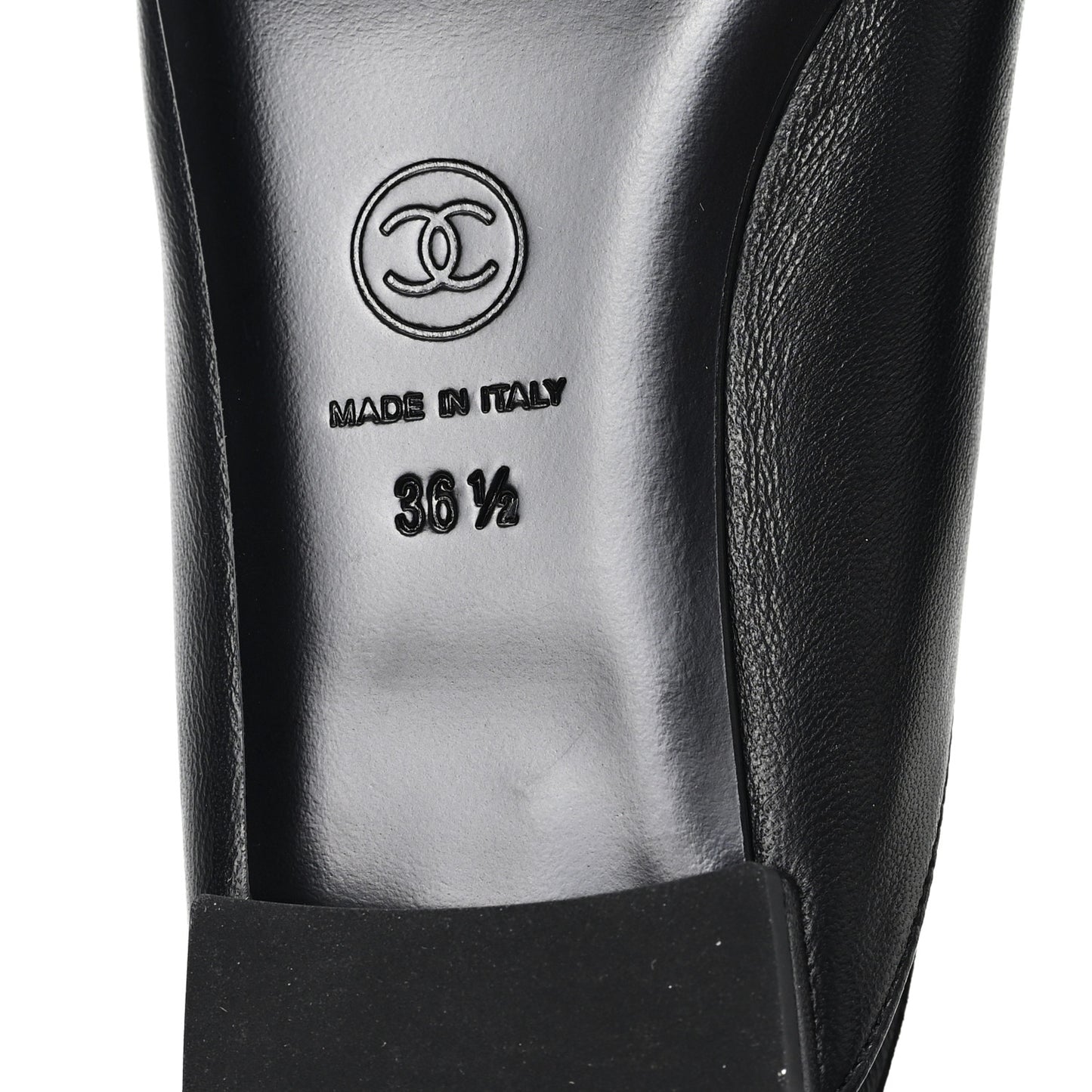 Lambskin Grosgrain Rounded Toe CC Slingback Flats 36.5 Black