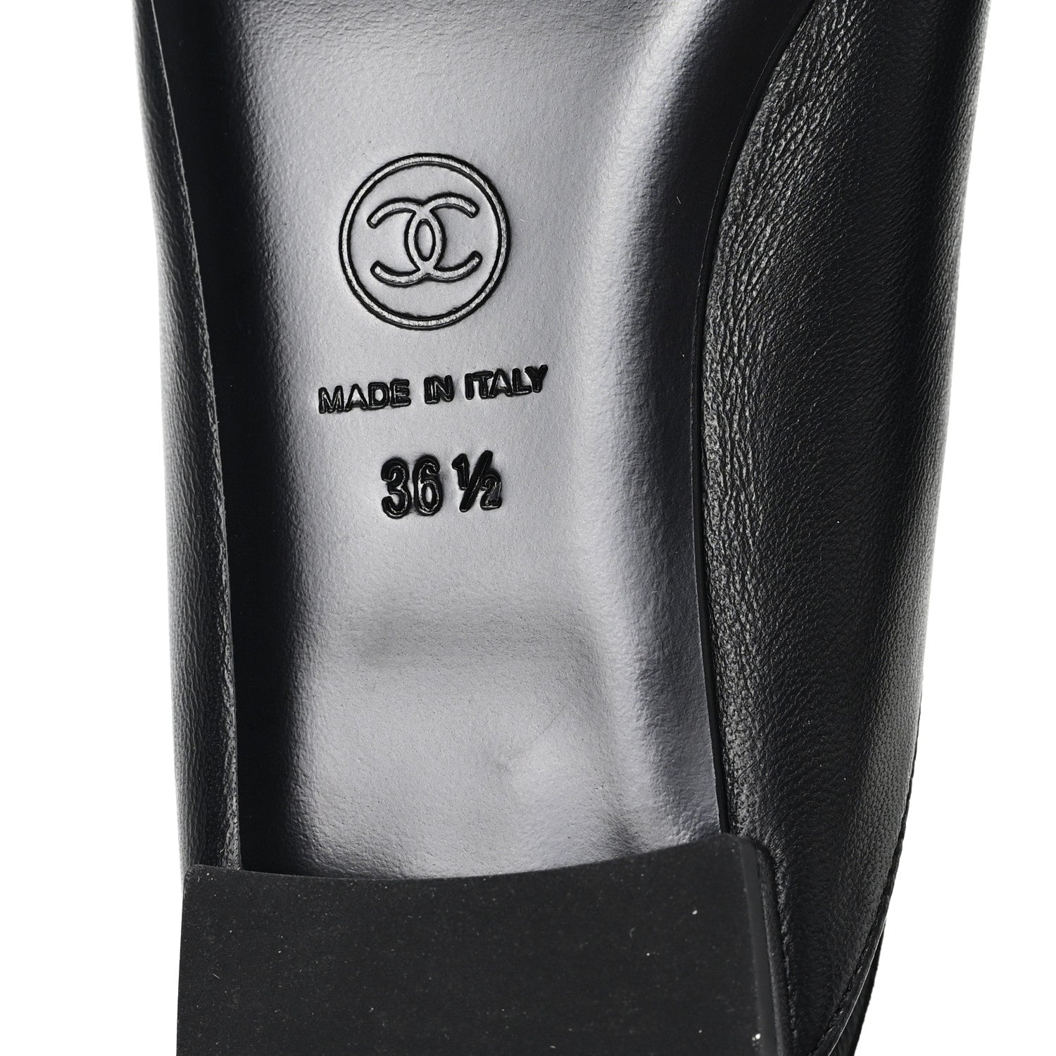 Chanel Lambskin Grosgrain Rounded Toe CC Slingback Flats 36.5 Black 7 of 9