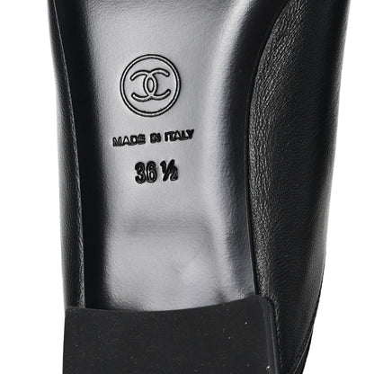 Chanel Lambskin Grosgrain Rounded Toe CC Slingback Flats 36.5 Black 7 of 9