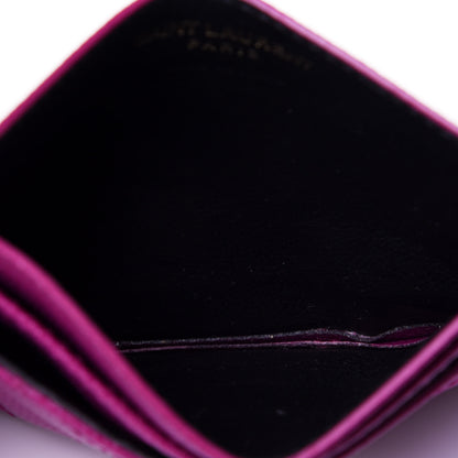 Saint Laurent Grain De Poudre Matelasse Chevron Monogram Credit Card Case Dark Grape 6 of 10